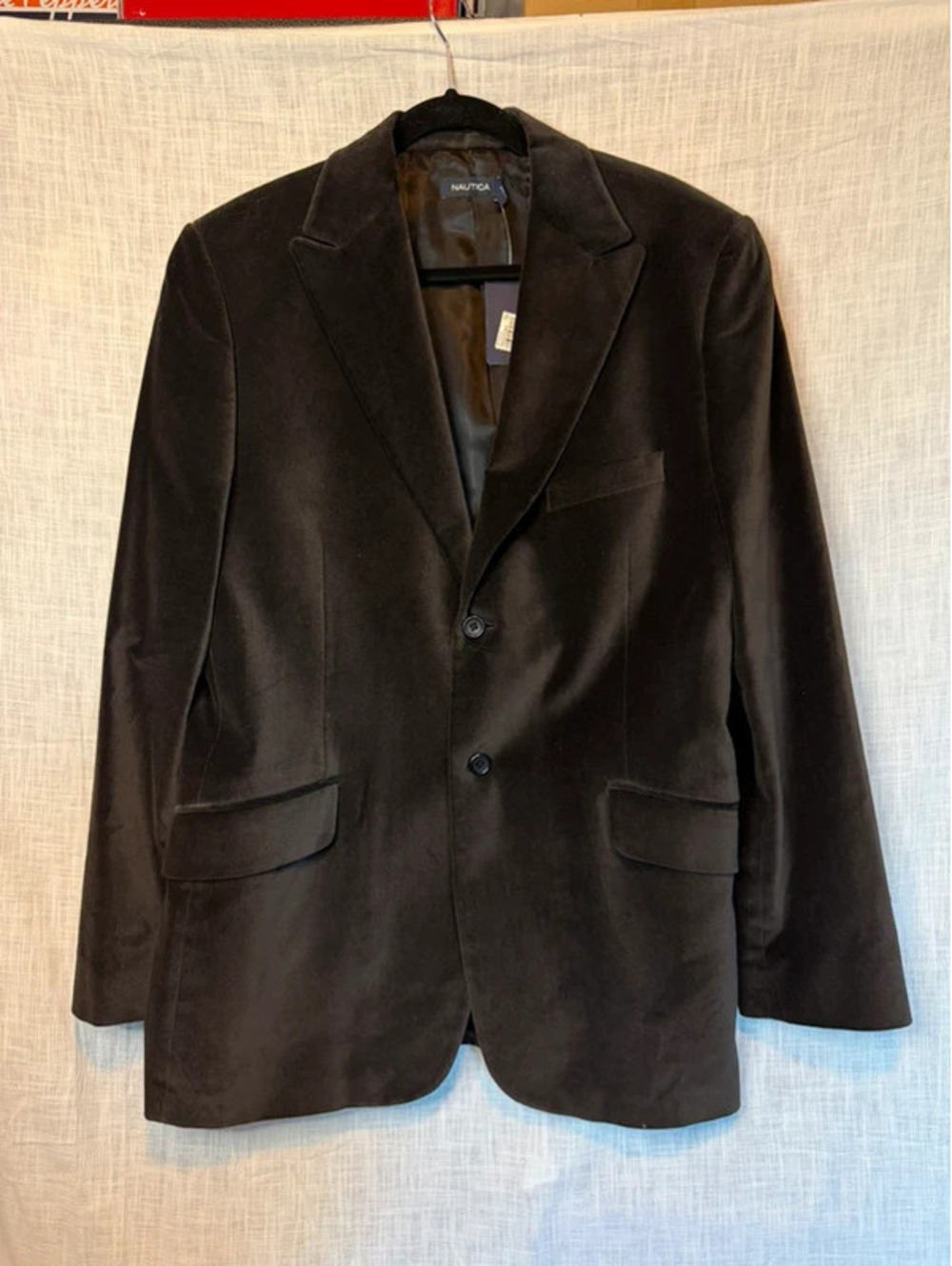Nautica Mens Black Velvet Blazer Sport Coat L NWT Holiday Formal Dark Academia